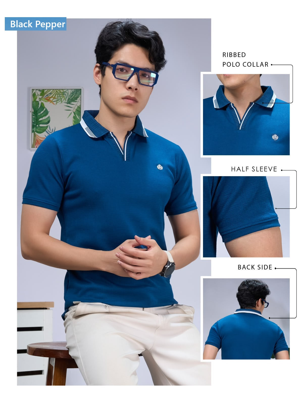 V No 354 To 361 Side Slit Black Pepper Interlock Mens Tshirts Wholesale Rate