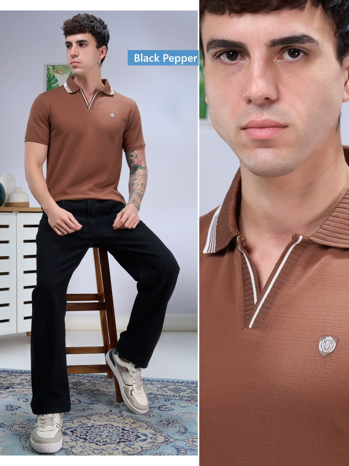 V No 354 To 361 Side Slit Black Pepper Interlock Mens Tshirts Wholesale Rate