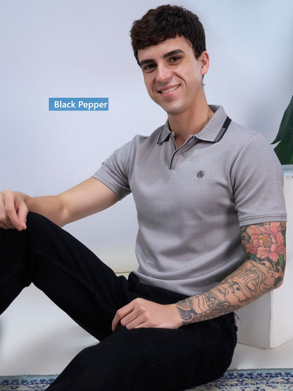 V No 354 To 361 Side Slit Black Pepper Interlock Mens Tshirts Wholesale Rate