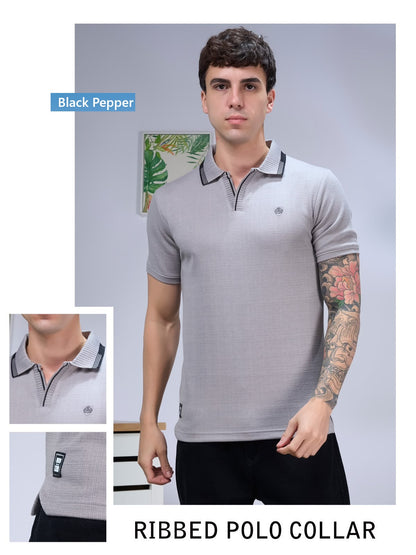 V No 354 To 361 Side Slit Black Pepper Interlock Mens Tshirts Wholesale Rate