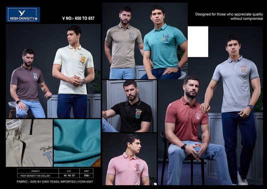 V No 650 To 657 Plus Size High Density Tencil Mens Tshirts Exporter India