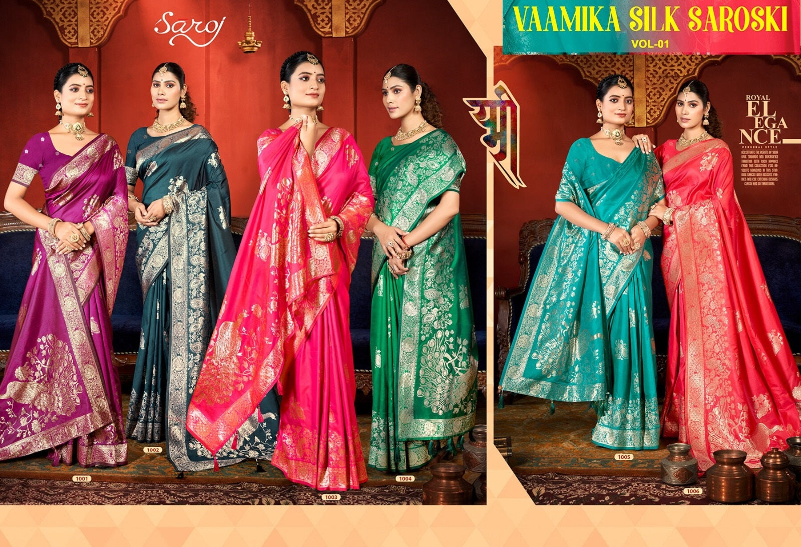 Vaamika Silk Swaroski Vol 1 Saroj Sarees Exporter