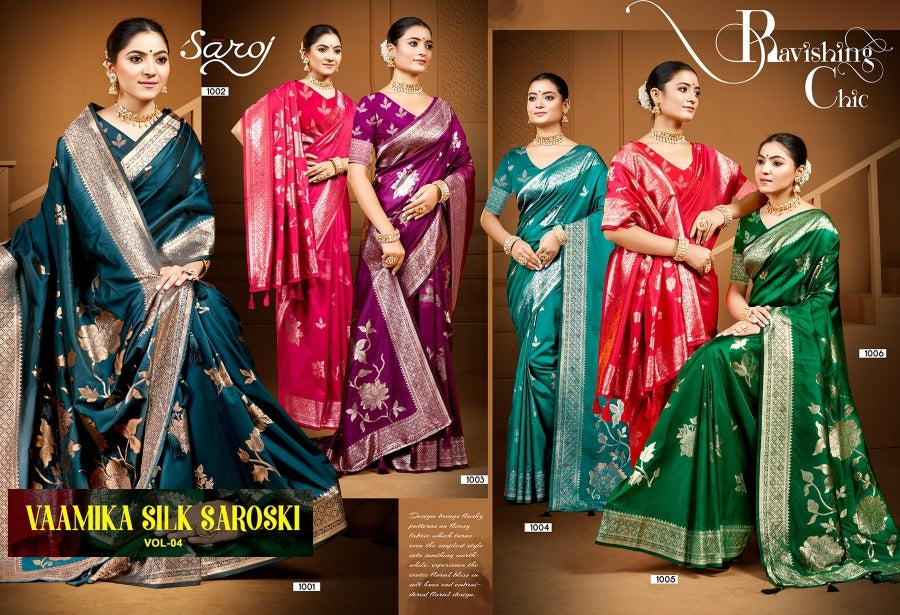 Vaamika Silk Swaroski Vol 4 Saroj Sarees Wholesale Rate