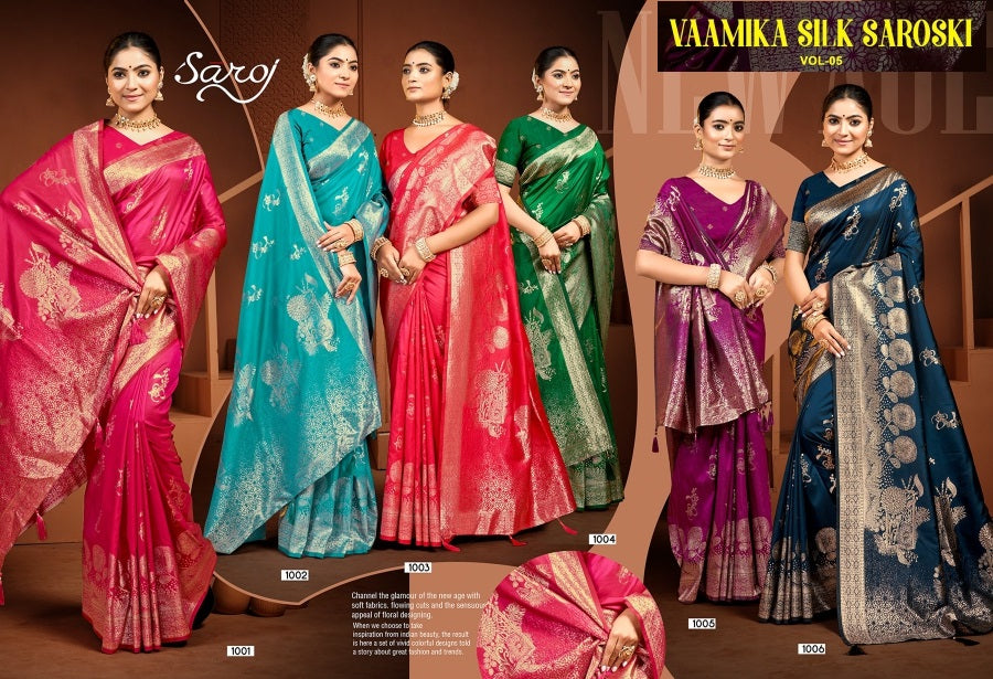 Vaamika Silk Swaroski Vol 5 Saroj Sarees Manufacturer Ahmedabad