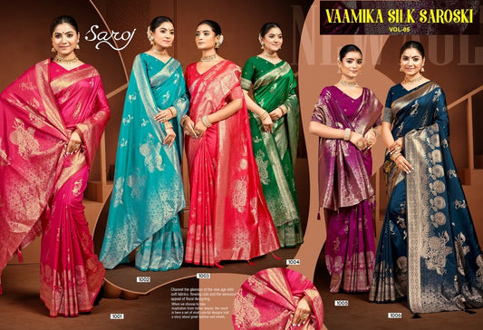Vaamika Silk Swaroski Vol 5 Saroj Sarees Manufacturer Ahmedabad