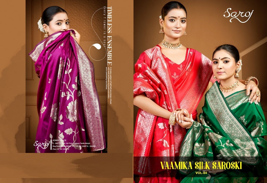 Vaamika Silk Swaroski Vol 4 Saroj Sarees Wholesale Rate