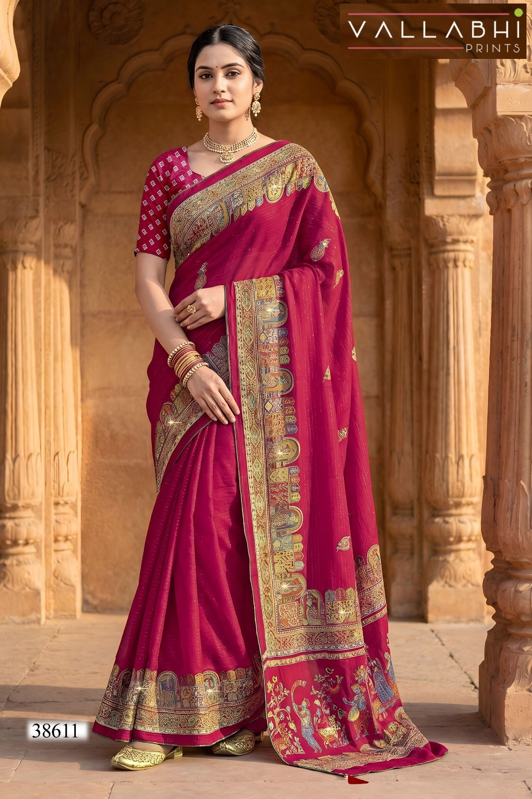 Vaamika Vallabhi Prints Moss Sarees Exporter