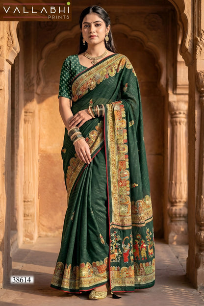 Vaamika Vallabhi Prints Moss Sarees Exporter