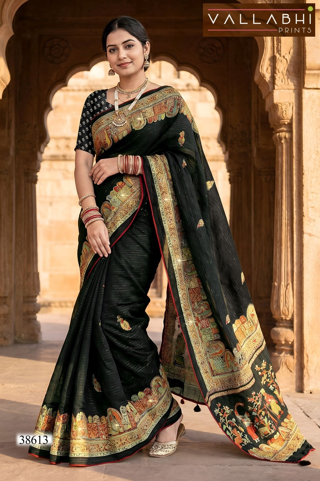 Vaamika Vallabhi Prints Moss Sarees Exporter