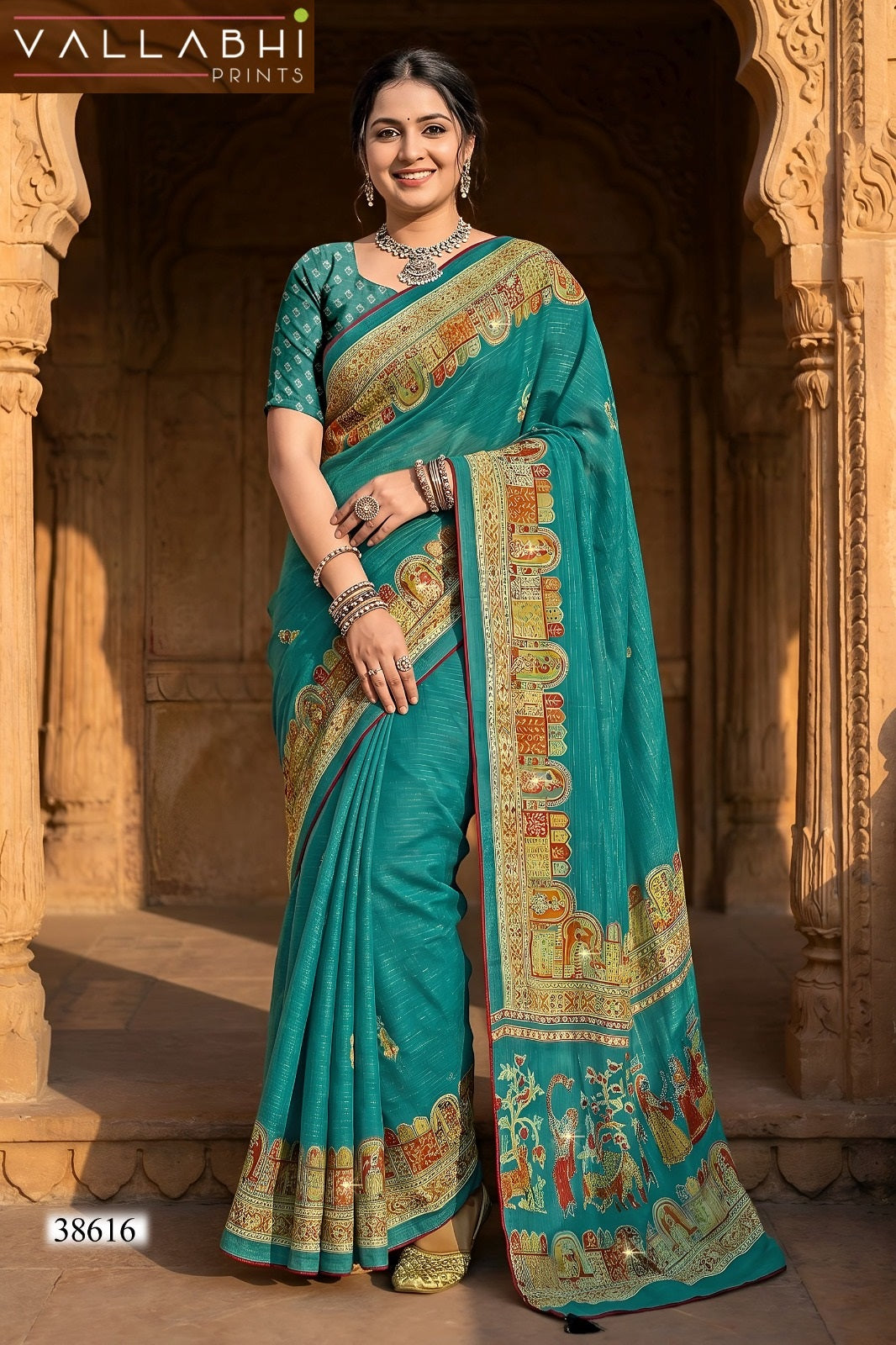 Vaamika Vallabhi Prints Moss Sarees Exporter