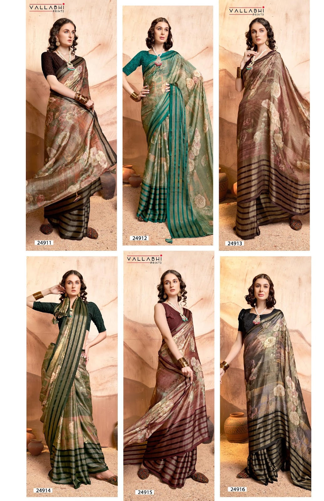 Vaamsi Vol 6 Vallabhi Prints Brasso Sarees Wholesale