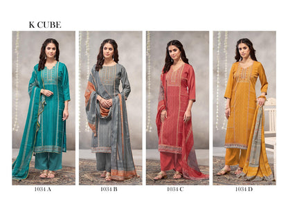 Vaani 1034 K Cube Muslin Pant Style Suits Supplier Gujarat