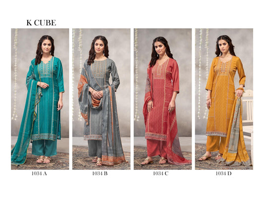 Vaani 1034 K Cube Muslin Pant Style Suits Supplier Gujarat