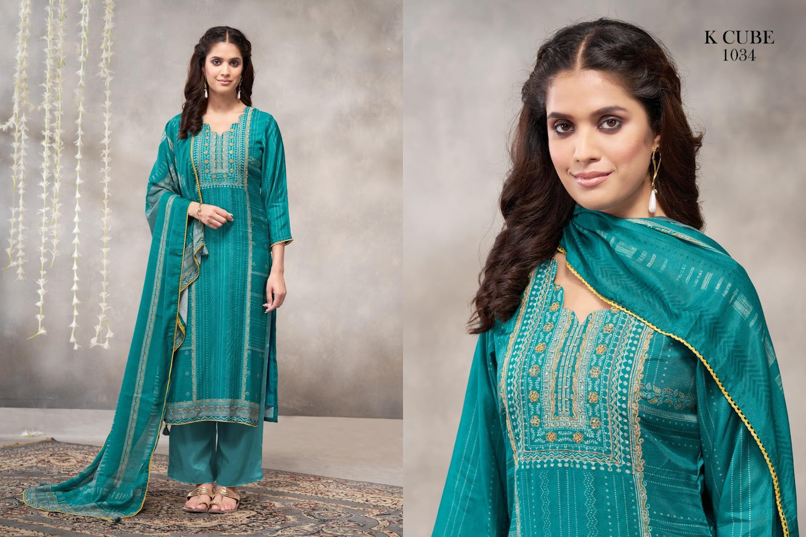 Vaani 1034 K Cube Muslin Pant Style Suits Supplier Gujarat