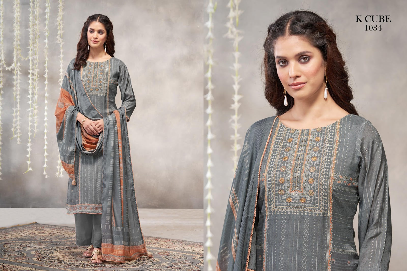 Vaani 1034 K Cube Muslin Pant Style Suits Supplier Gujarat