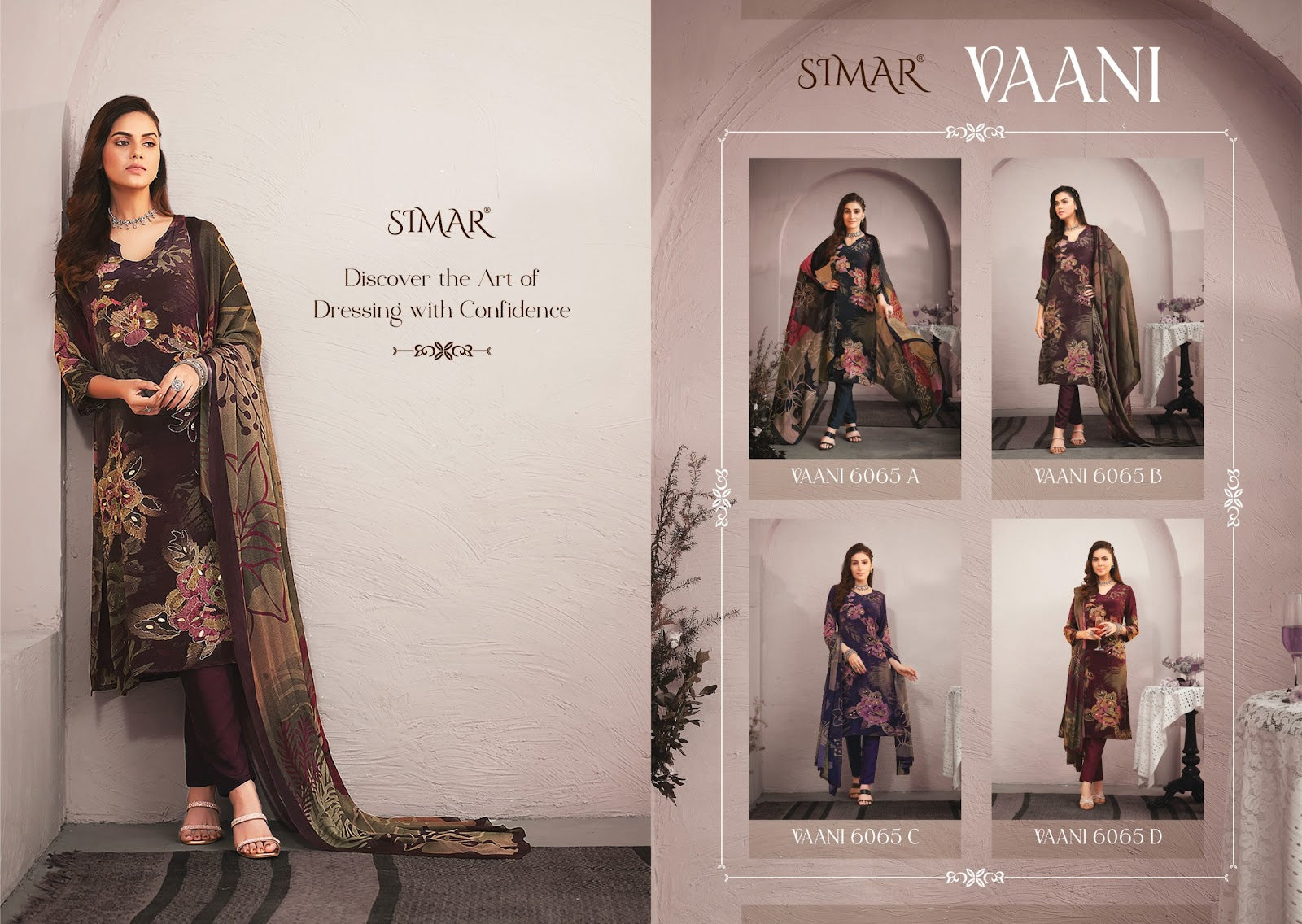 Vaani 6065 Simar Natural Crape Pant Style Suits Manufacturer