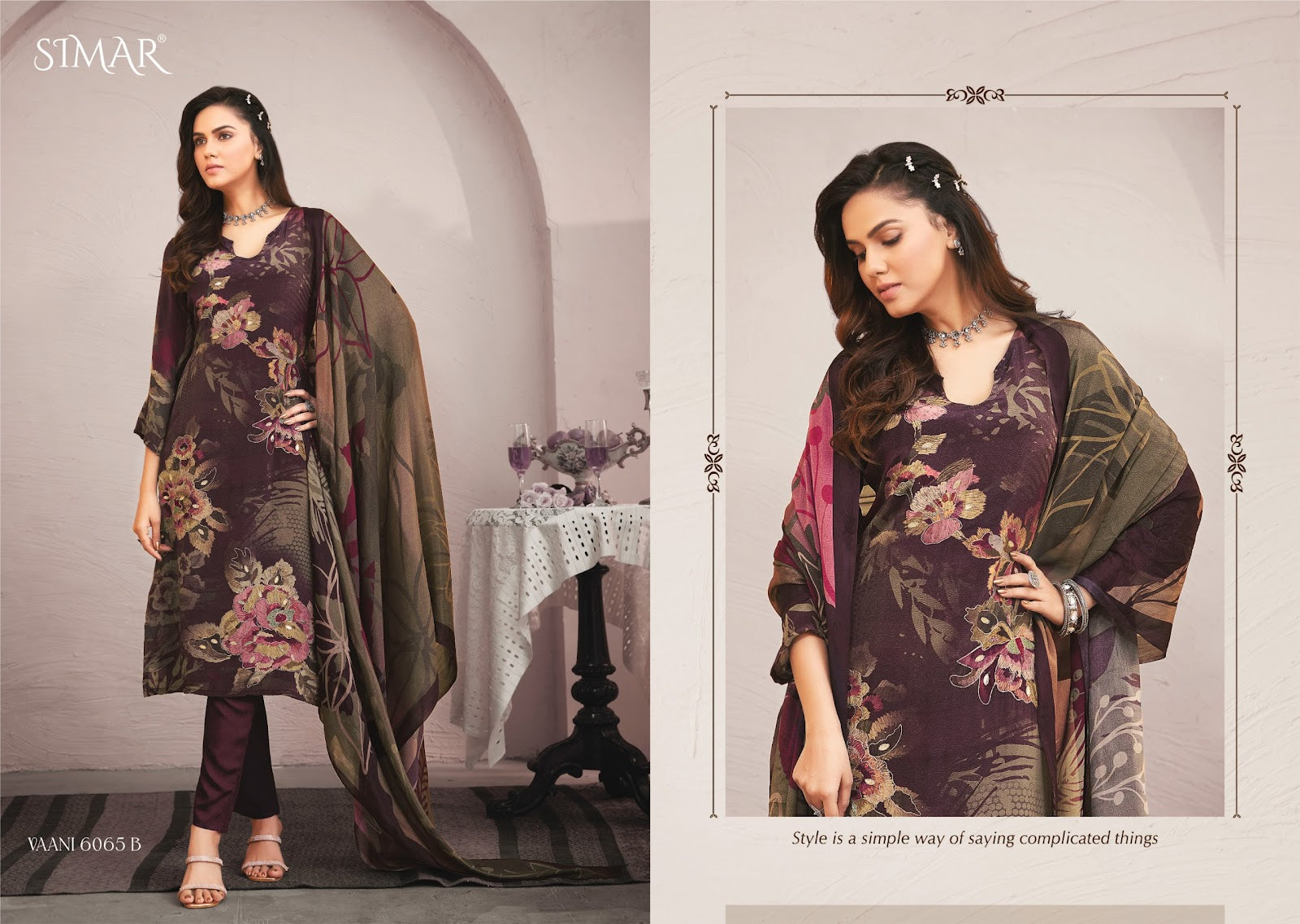 Vaani 6065 Simar Natural Crape Pant Style Suits Manufacturer