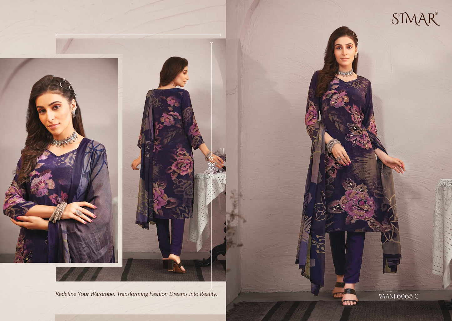 Vaani 6065 Simar Natural Crape Pant Style Suits Manufacturer