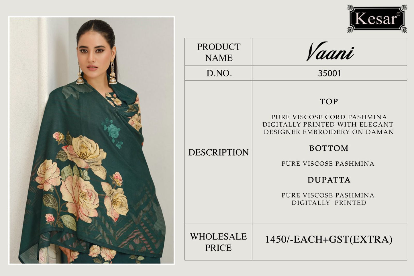 Vaani Kesar Pashmina Suits Manufacturer India