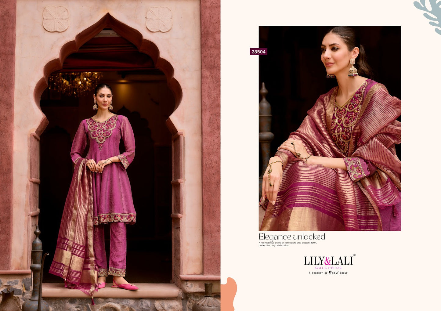 Vaani Lily Lali Silk Readymade Anarkali Suits Supplier