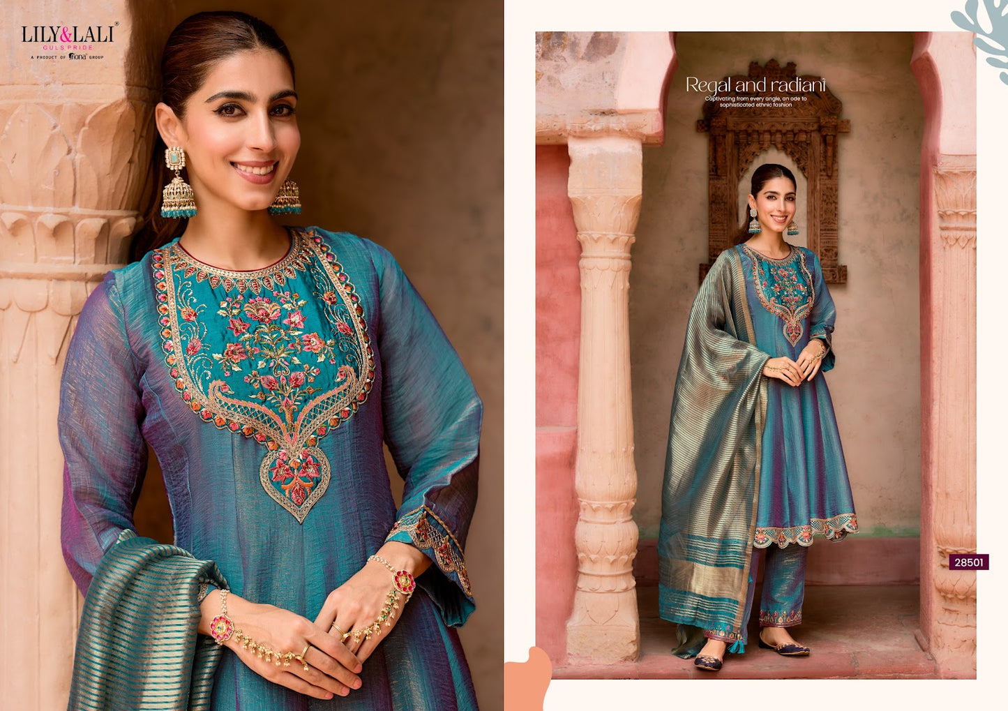 Vaani Lily Lali Silk Readymade Anarkali Suits Supplier