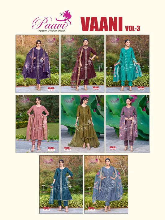 Vaani Vol 3 Paavi Roman Silk Readymade Anarkali Suits Supplier India