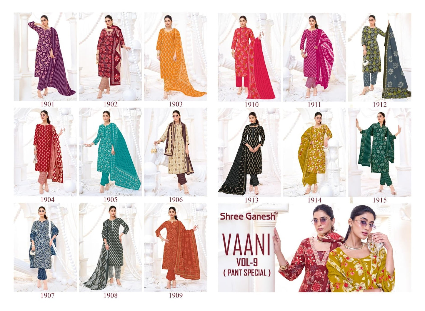 Vaani Vol 9 Shree Ganesh Mix Cotton Cotton Dress Material Exporter India