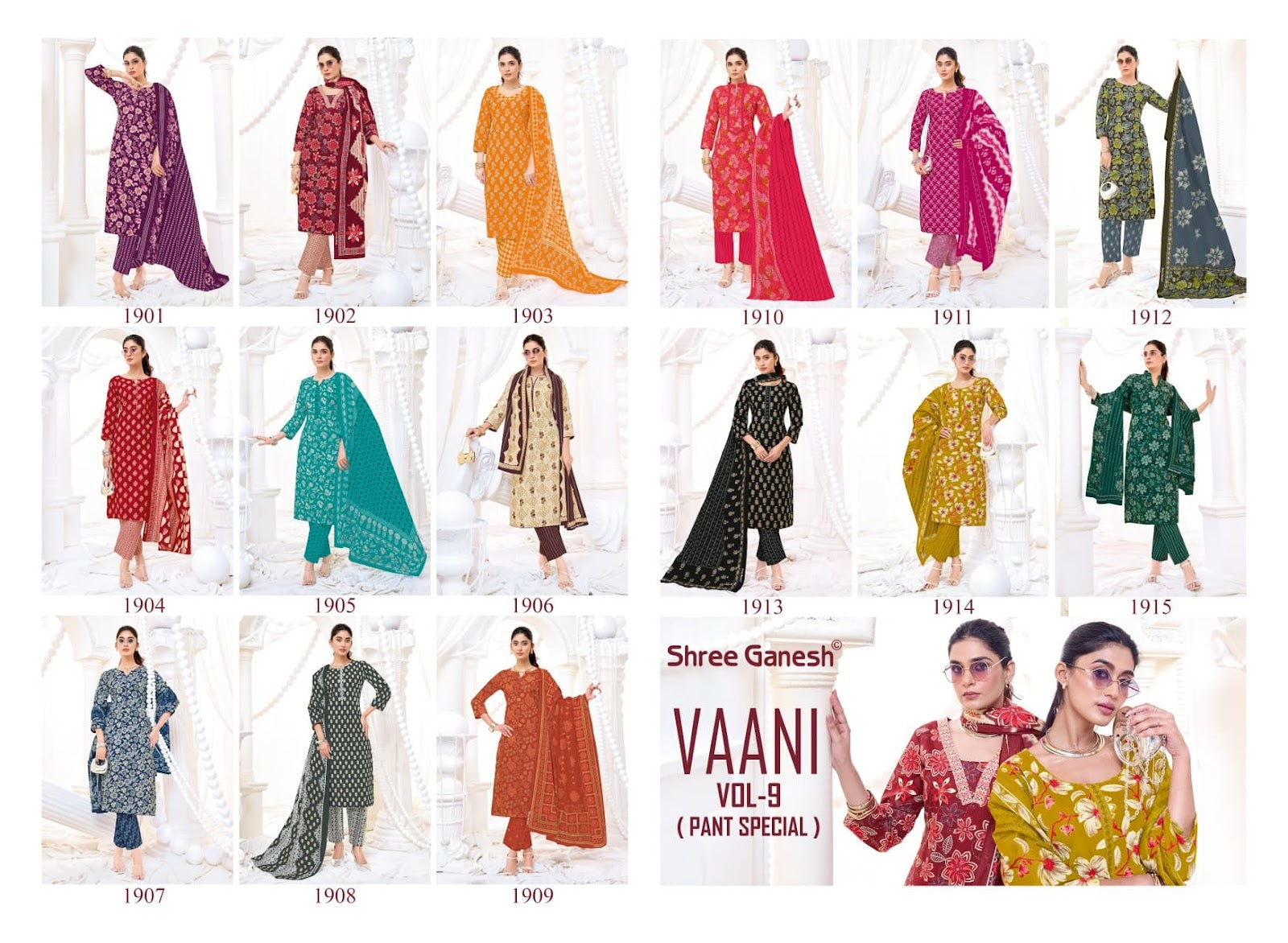 Vaani Vol 9 Shree Ganesh Mix Cotton Cotton Dress Material Exporter India