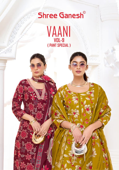 Vaani Vol 9 Shree Ganesh Mix Cotton Cotton Dress Material Exporter India