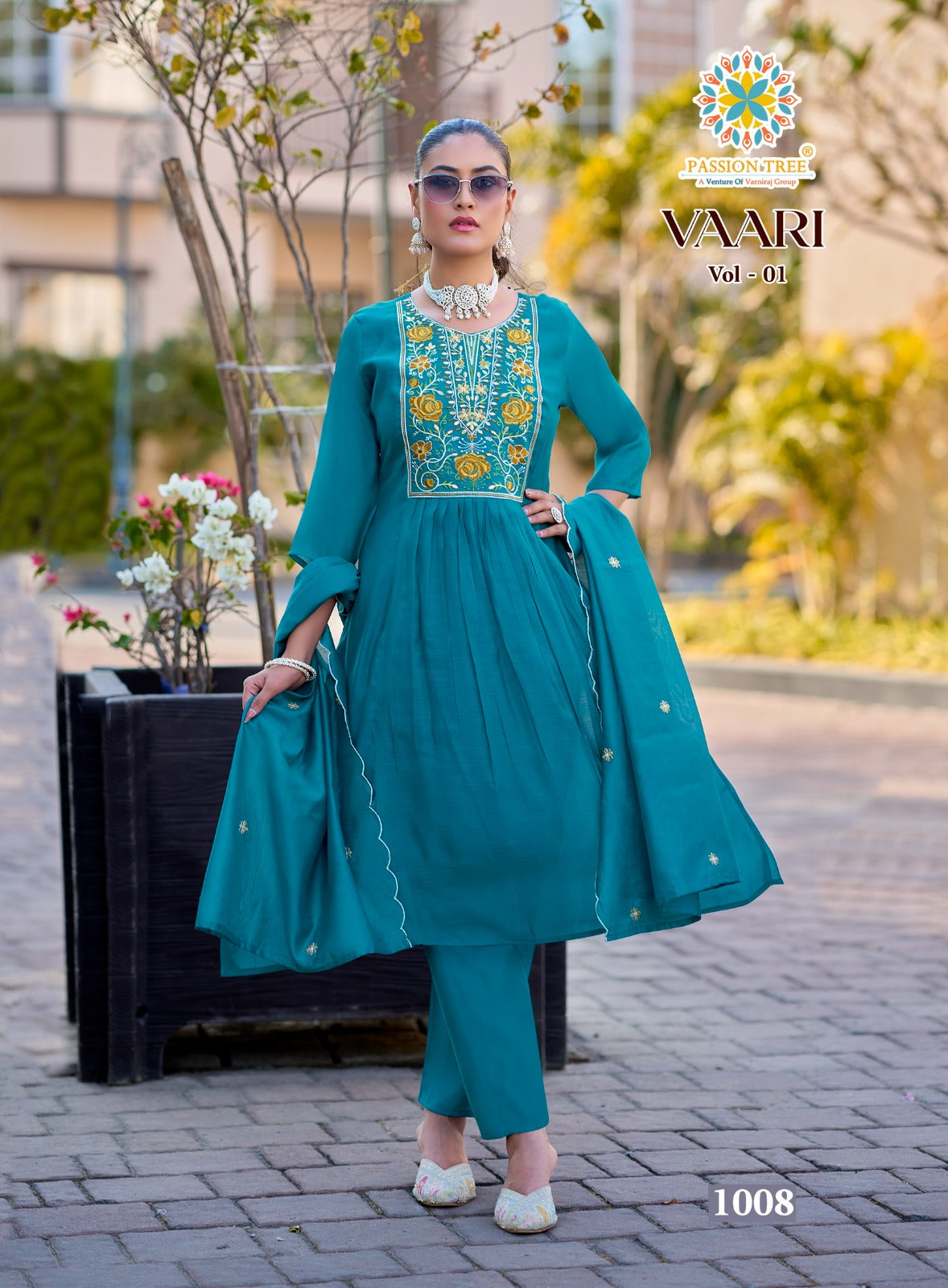 Vaari Vol 1 Passion Tree Chanderi Readymade Anarkali Suits Wholesale Price