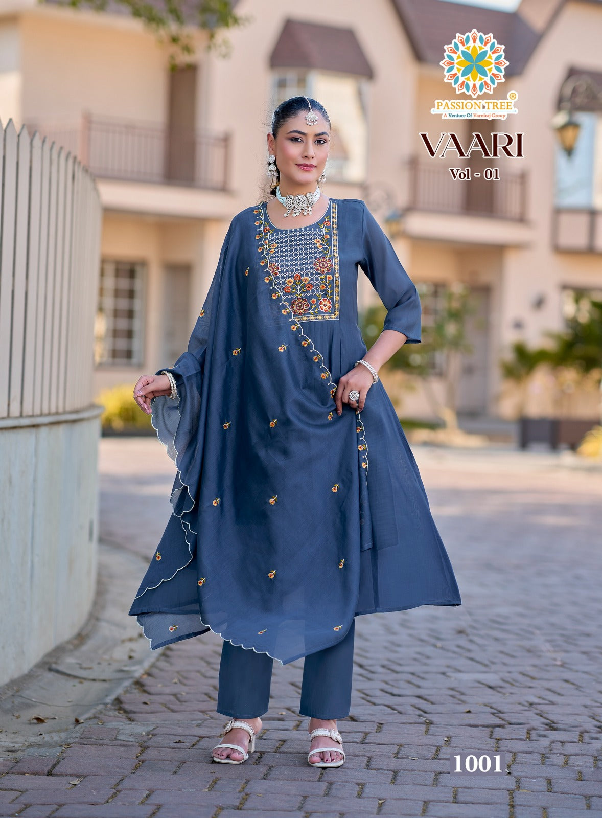 Vaari Vol 1 Passion Tree Chanderi Readymade Anarkali Suits Wholesale Price