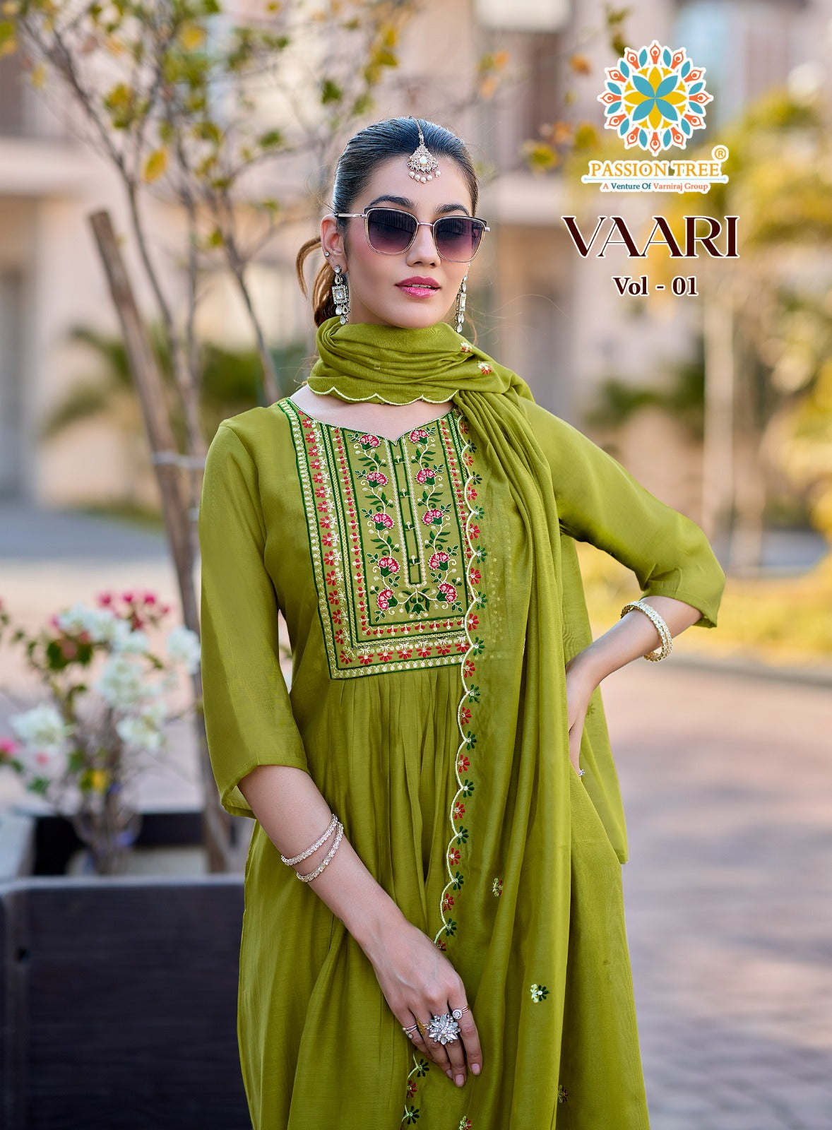 Vaari Vol 1 Passion Tree Chanderi Readymade Anarkali Suits Wholesale Price