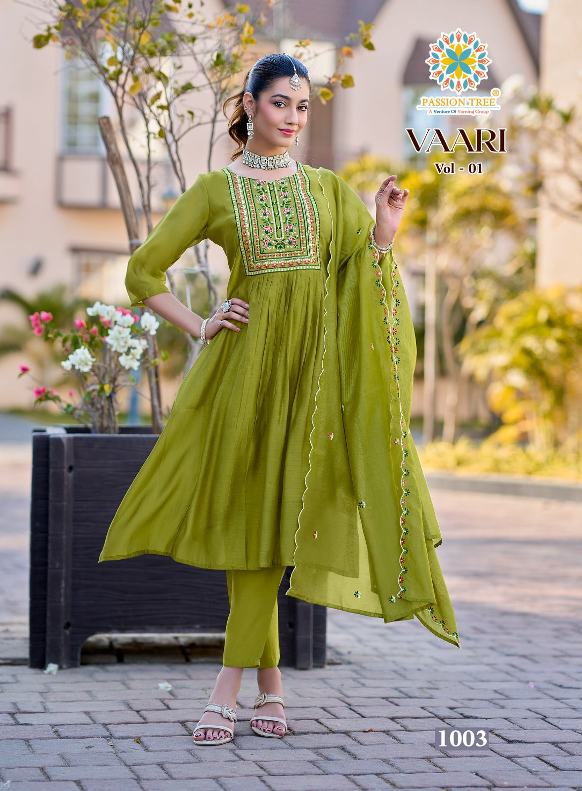 Vaari Vol 1 Passion Tree Chanderi Readymade Anarkali Suits Wholesale Price