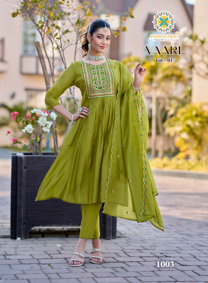 Vaari Vol 1 Passion Tree Chanderi Readymade Anarkali Suits Wholesale Price