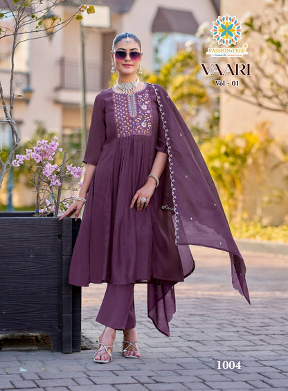Vaari Vol 1 Passion Tree Chanderi Readymade Anarkali Suits Wholesale Price