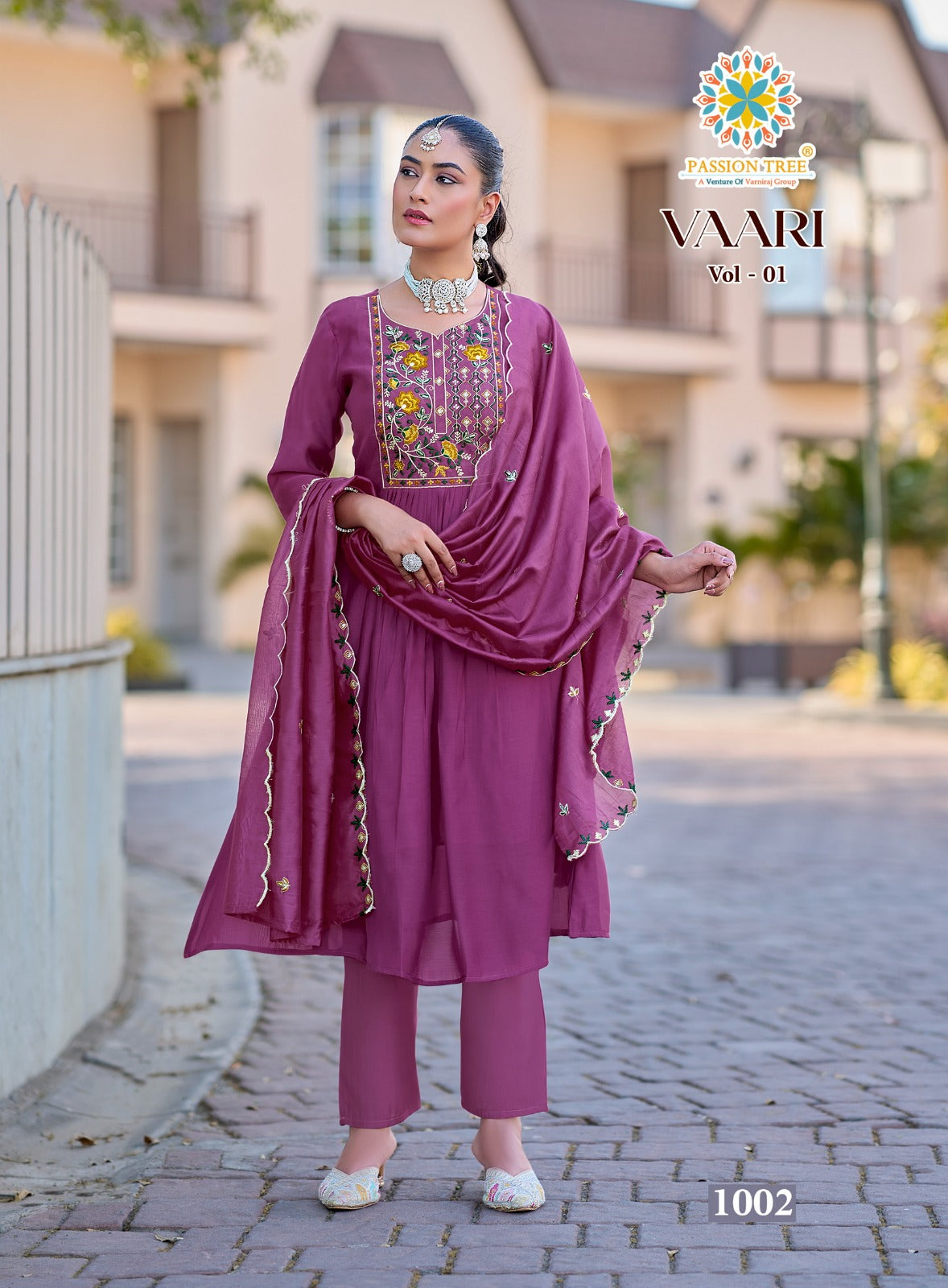Vaari Vol 1 Passion Tree Chanderi Readymade Anarkali Suits Wholesale Price