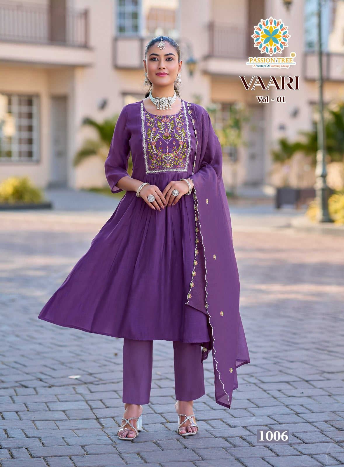Vaari Vol 1 Passion Tree Chanderi Readymade Anarkali Suits Wholesale Price