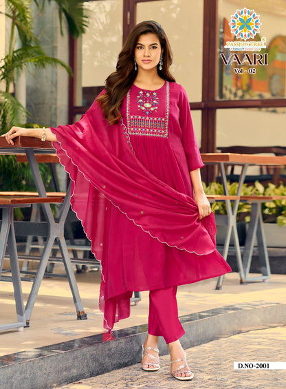 Vaari Vol 2 Passion Tree Chanderi Readymade Anarkali Suits Exporter Ahmedabad