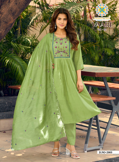 Vaari Vol 2 Passion Tree Chanderi Readymade Anarkali Suits Exporter Ahmedabad