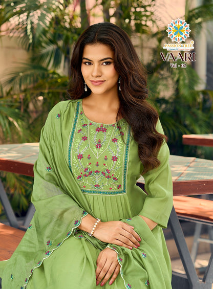 Vaari Vol 2 Passion Tree Chanderi Readymade Anarkali Suits Exporter Ahmedabad