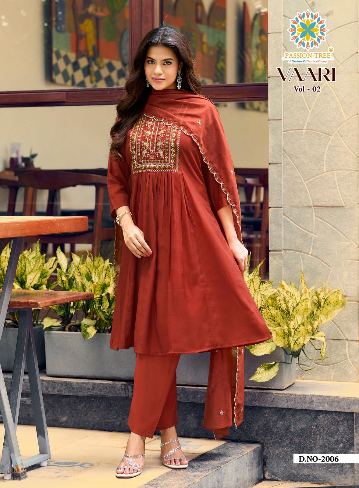 Vaari Vol 2 Passion Tree Chanderi Readymade Anarkali Suits Exporter Ahmedabad