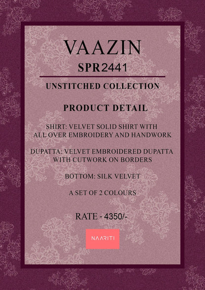 Vaazin Naariti Velvet Suits Wholesale Rate