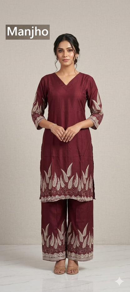 Vacations Manjho Rayon Co Ord Set Manufacturer