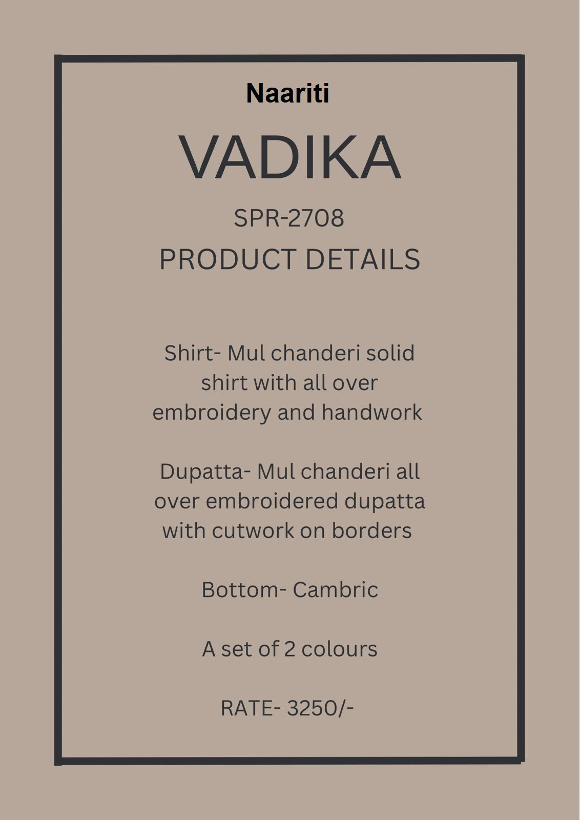Vadika 2708 Naariti Mul Chanderi Pant Style Suits Wholesaler India