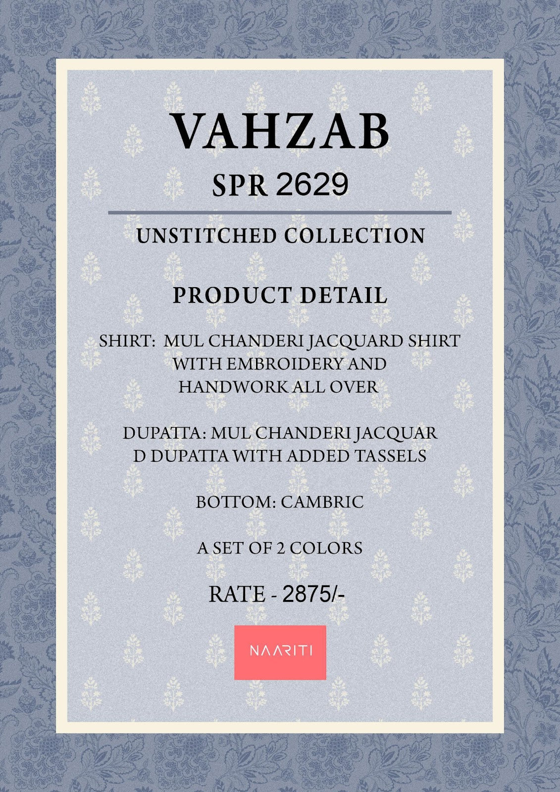 Vahzab Naariti Mul Chanderi Salwar Suits Wholesale Price
