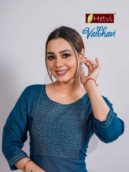 Vaibhavi Hetvi Reyon Long Kurtis Manufacturer Gujarat