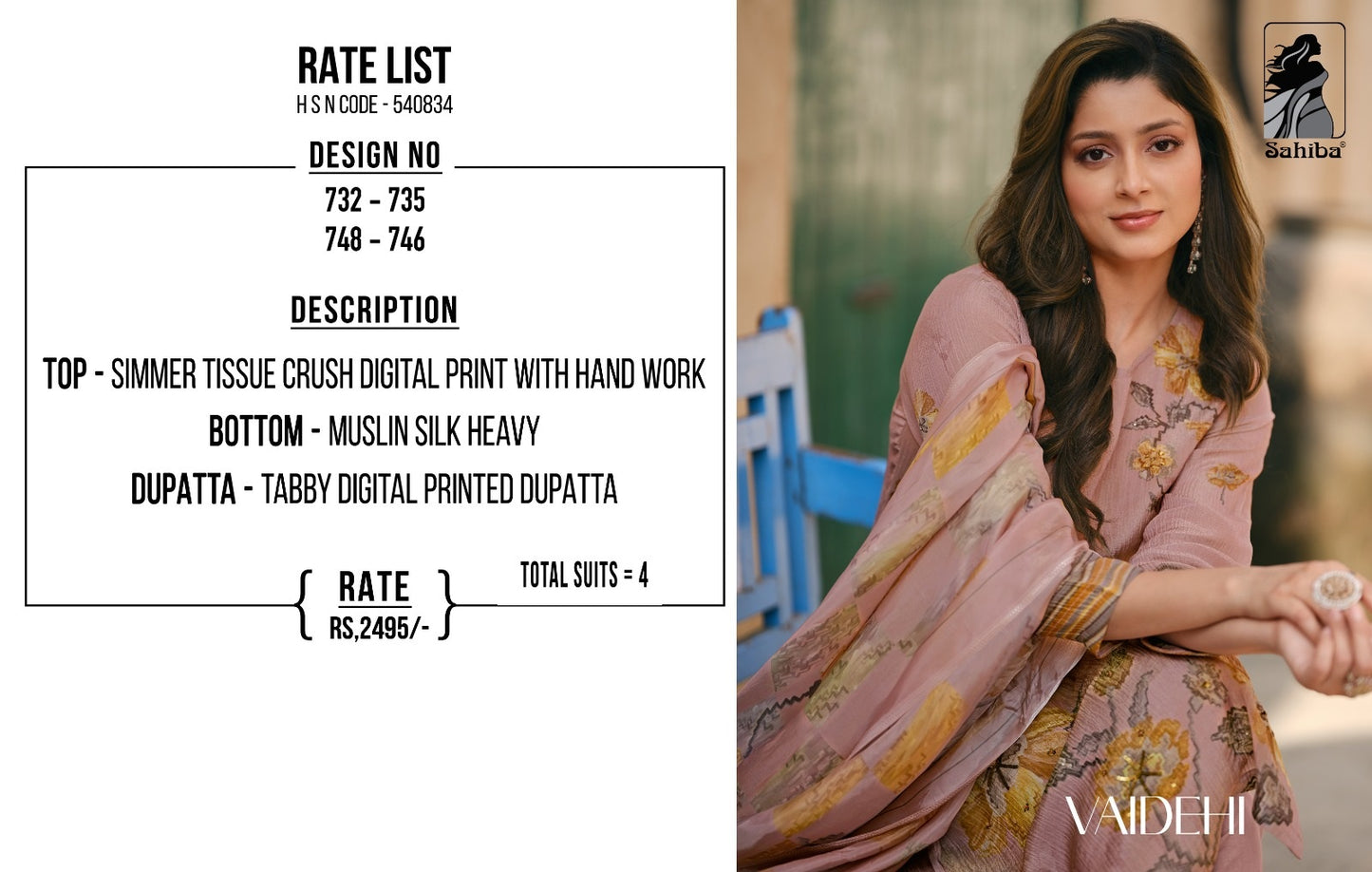 Vaidehi Sahiba Simmer Tissue Pant Style Suits Exporter Ahmedabad