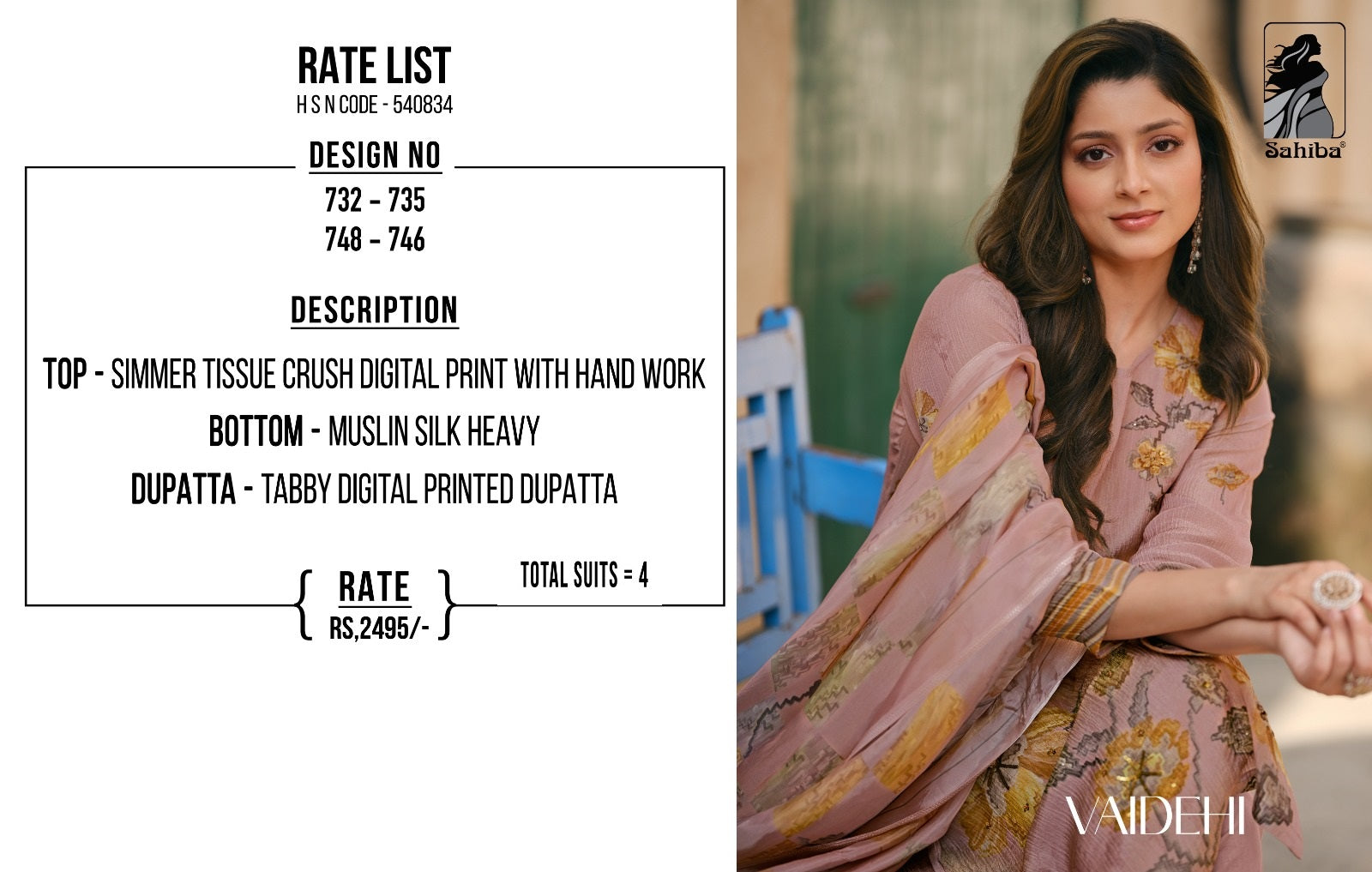 Vaidehi Sahiba Simmer Tissue Pant Style Suits Exporter Ahmedabad