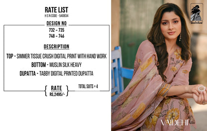 Vaidehi Sahiba Simmer Tissue Pant Style Suits Exporter Ahmedabad