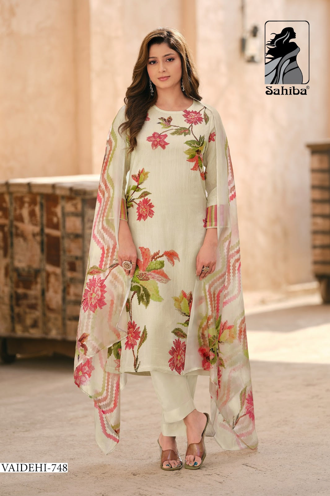 Vaidehi Sahiba Simmer Tissue Pant Style Suits Exporter Ahmedabad